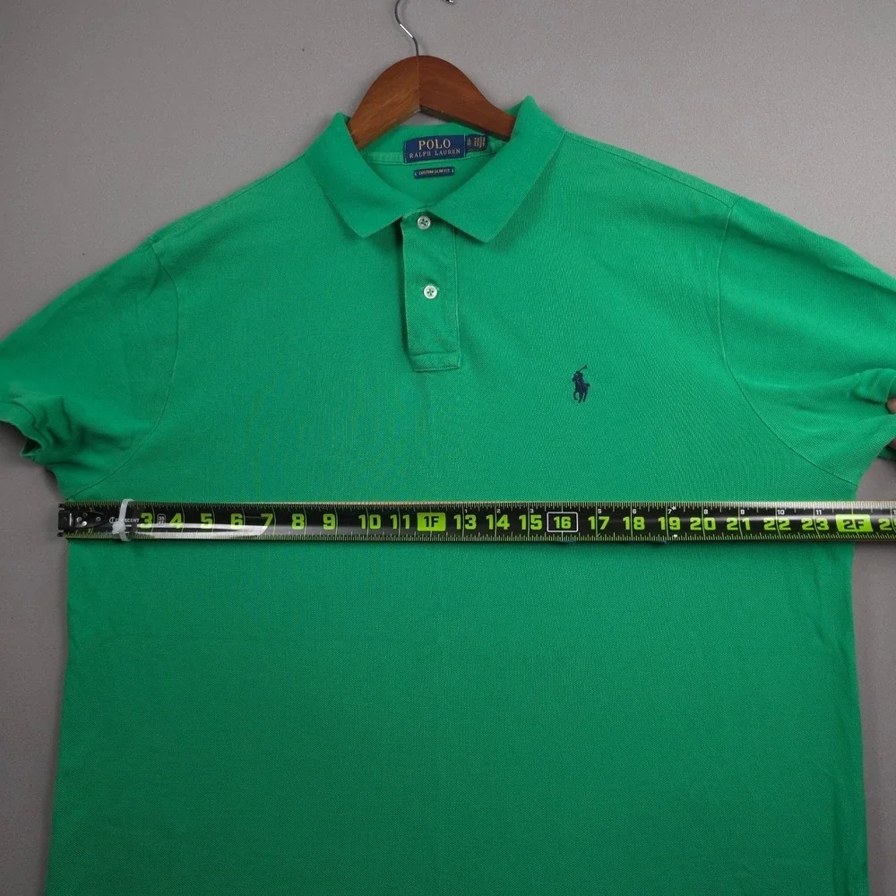 Polo Ralph Lauren Mens XL Custom Slim Fit Green Polo Shirt Short Sleeve Cotton